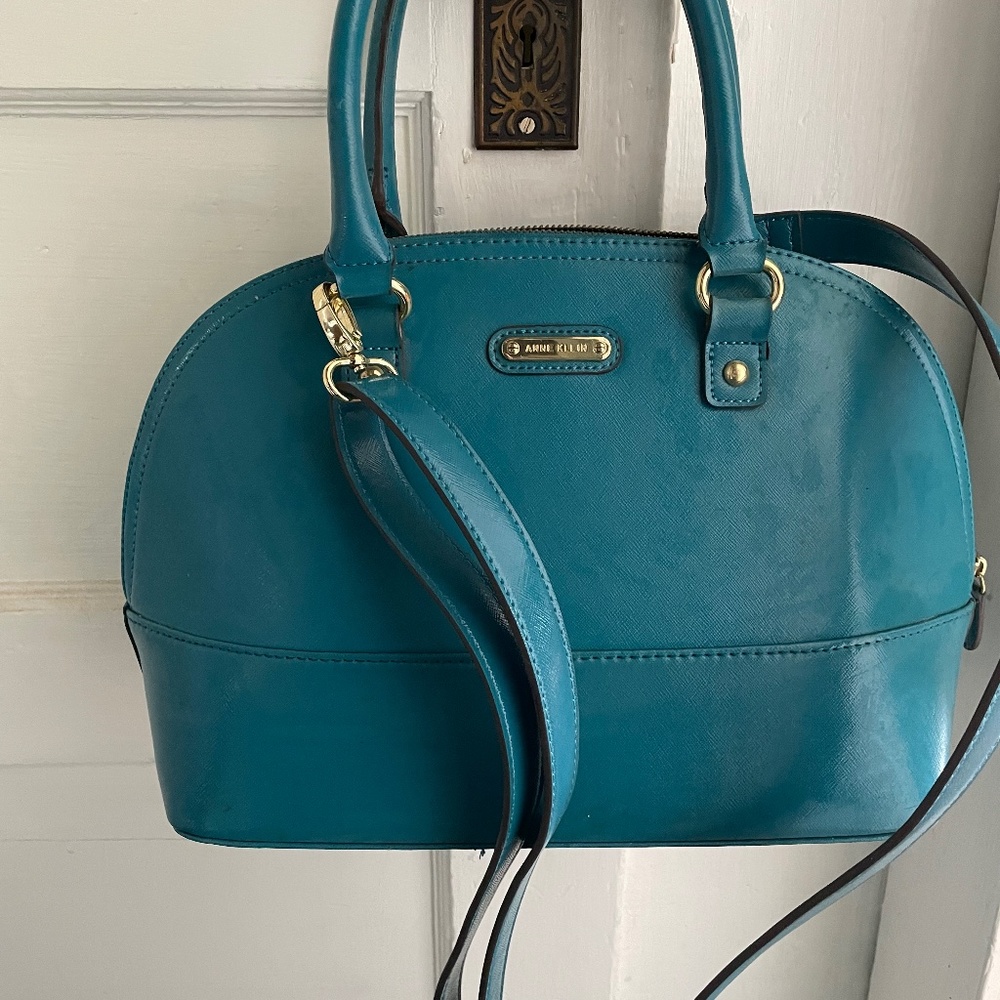 Large purse, Teal, Leather, Classic and clean